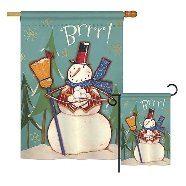 Gardencontrol H114159-BO Winter Snowman Brrr Wonderland Impressions Decorative Vertical 28 x 40 in. Double Sided House Flag - GA1485991