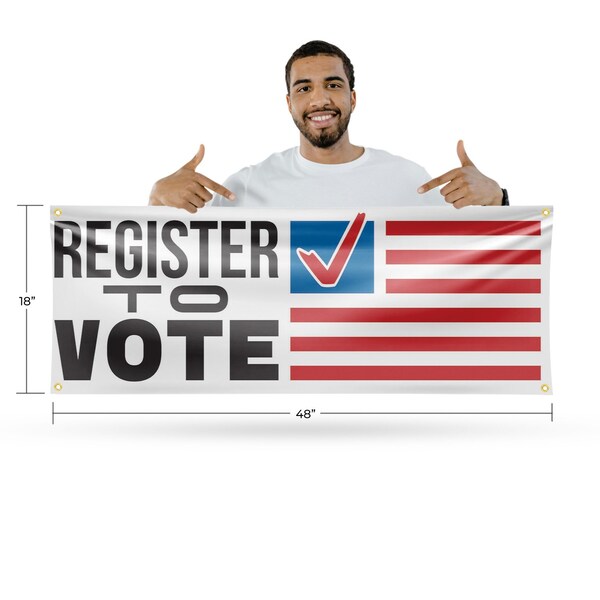 Signmission Register to Vote, 18 Inch x 48 Inch, Vinyl Banner - B-30832