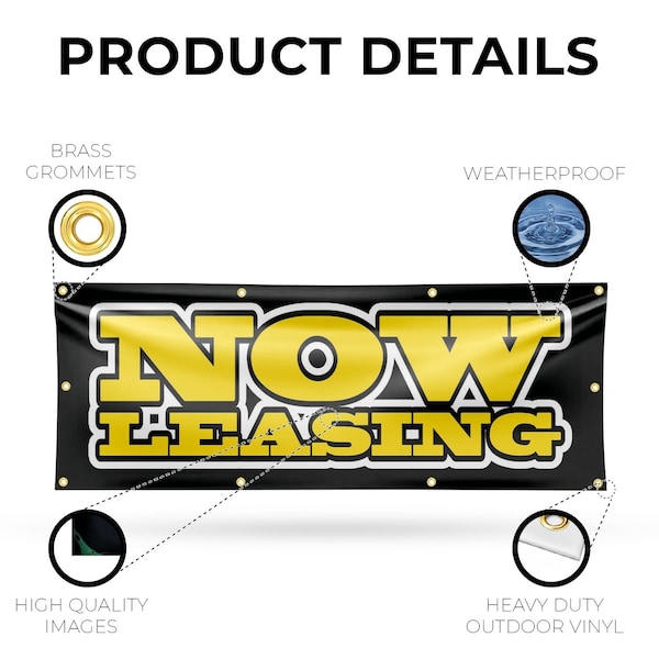 Signmission Now Leasing, 36 Inch x 96 Inch, Vinyl Banner - B-96-30762
