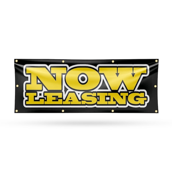 Signmission Now Leasing, 36 Inch x 96 Inch, Vinyl Banner - B-96-30762