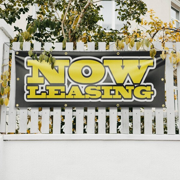 Signmission Now Leasing, 36 Inch x 96 Inch, Vinyl Banner - B-96-30762