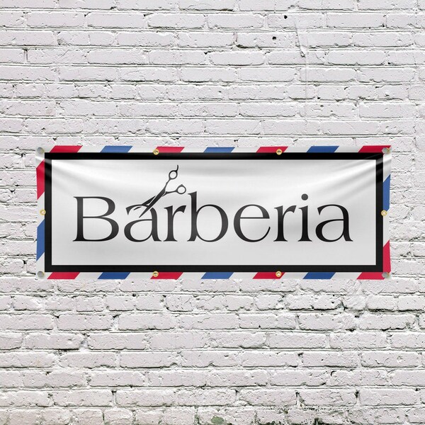 Signmission Barberia, 36 Inch x 96 Inch, Vinyl Banner - B-96-30482