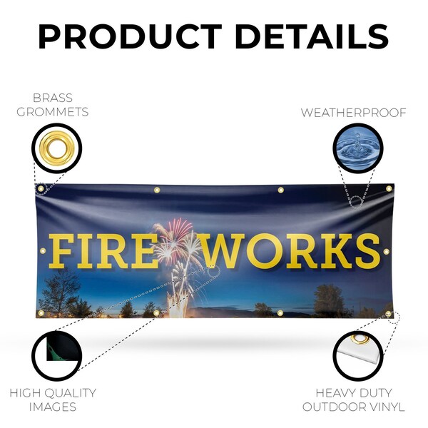 Signmission Fireworks, 36 Inch x 96 Inch, Vinyl Banner - B-96-30629