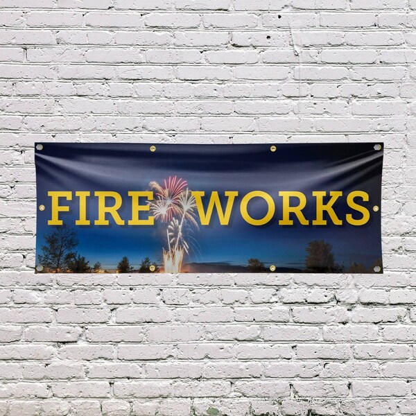 Signmission Fireworks, 36 Inch x 96 Inch, Vinyl Banner - B-96-30629