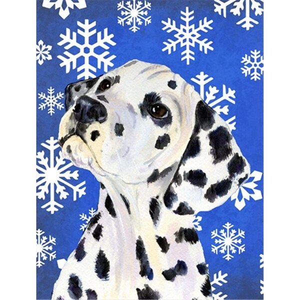 Patioplus 11 x 15 in. Dalmatian Winter Snowflakes Holiday Flag Garden Size - PA245756