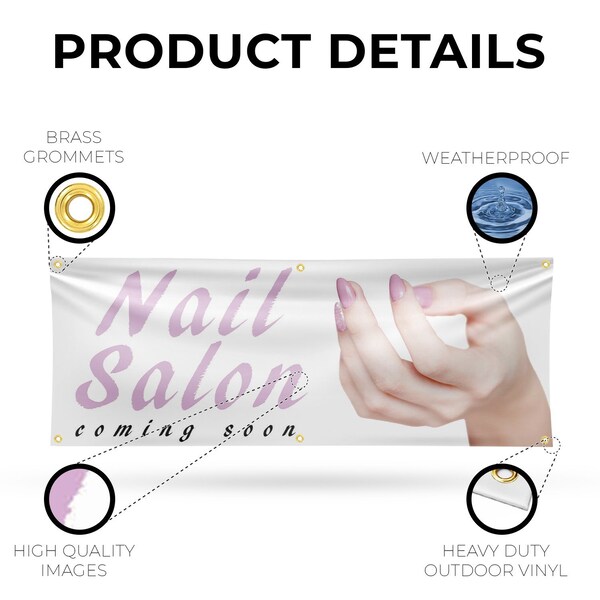 Signmission Nail Salon Coming Soon, 24 Inch x 72 Inch, Vinyl Banner - B-72-30747