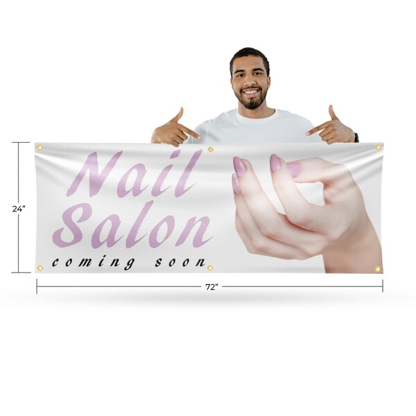 Signmission Nail Salon Coming Soon, 24 Inch x 72 Inch, Vinyl Banner - B-72-30747