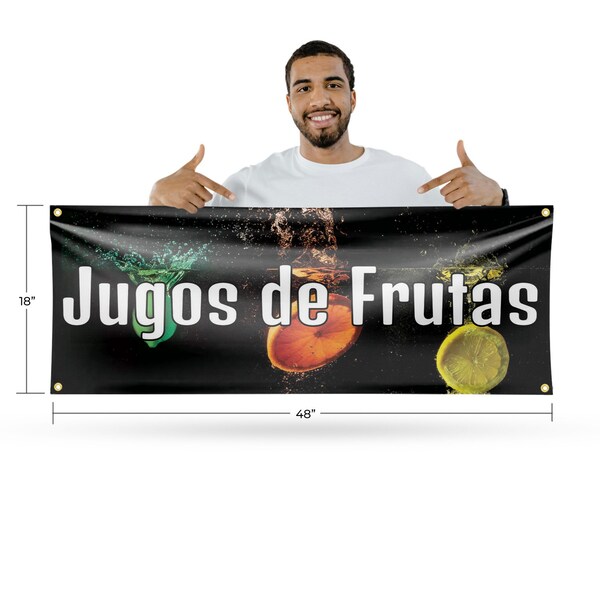 Signmission Jugos de Frutas, 18 Inch x 48 Inch, Vinyl Banner - B-30714