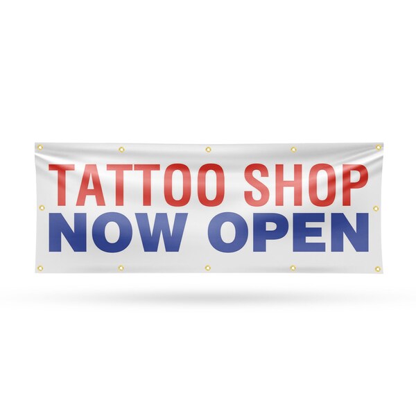 Signmission Tattoo Shop Now Open, 48 Inch x 120 Inch, Vinyl Banner - B-120-30881