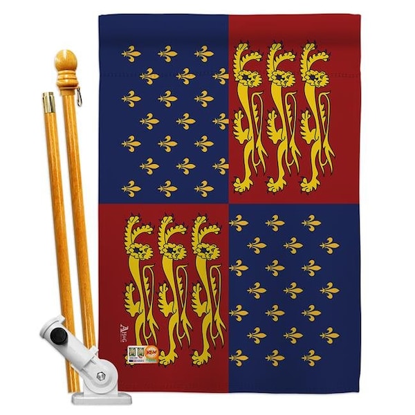 Americana Home & Garden Americana Home & Garden AA-HL-HS-140861-IP-BO-D-US18-AG 28 x 40 in. King Edward III Flags of the World Historical Impressions Decorative Vertical Double Sided House Flag Set & Pole Bracket Hardware Flag Set - HS140861-BO