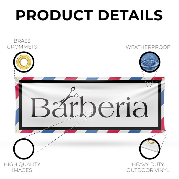 Signmission Barberia, 18 Inch x 48 Inch, Vinyl Banner - B-30482