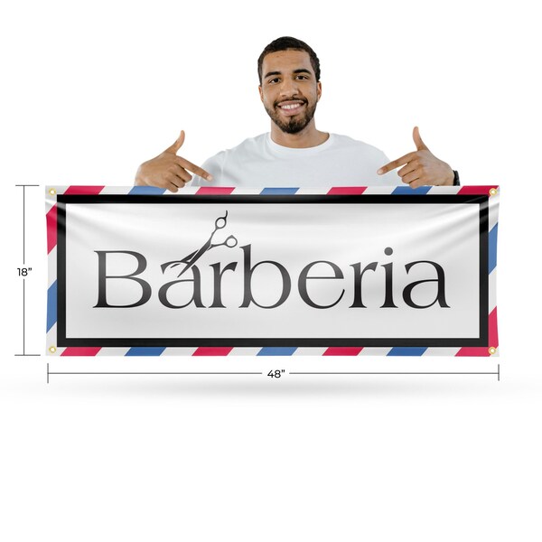 Signmission Barberia, 18 Inch x 48 Inch, Vinyl Banner - B-30482