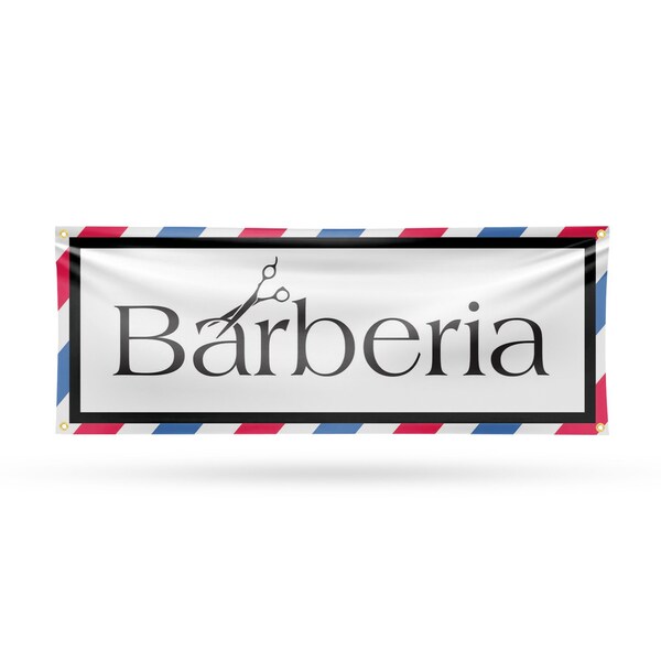 Signmission Barberia, 18 Inch x 48 Inch, Vinyl Banner - B-30482
