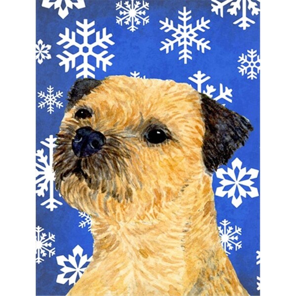 Patioplus 11 x 15 in. Border Terrier Winter Snowflakes Holiday Garden Size Flag - PA251926