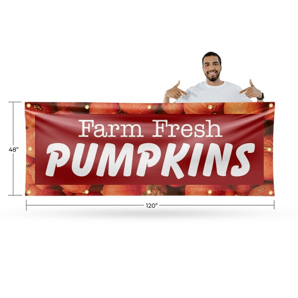 Signmission Farm Fresh Pumpkins, 48 Inch x 120 Inch, Vinyl Banner - B-120-30612