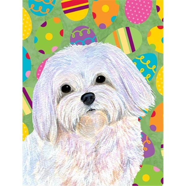 Patioplus 28 x 40 in. Maltese Easter Eggtravaganza House Size Canvas Flag - PA55219