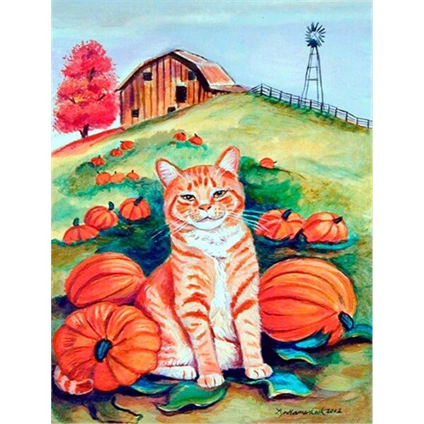 Patioplus 11 x 15 in. Tabby Cat In The Pumpkins Flag Garden Size - PA246877
