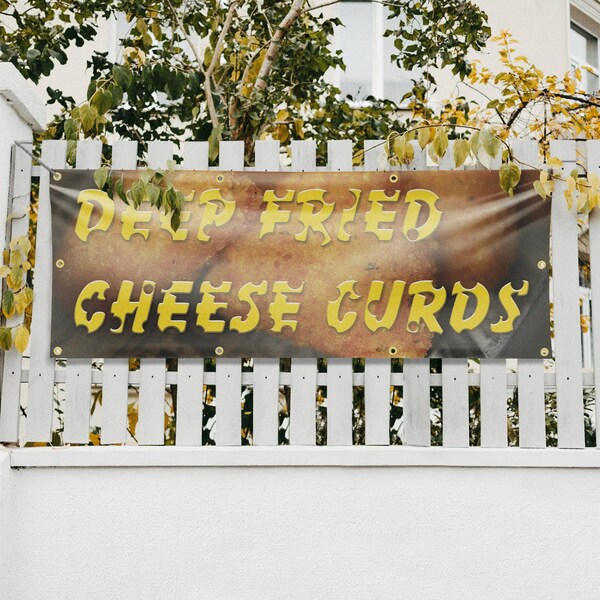 Signmission Deep Fried Cheese Curds, 36 Inch x 96 Inch, Vinyl Banner - B-96-30536