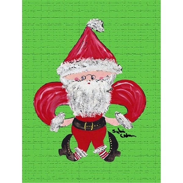 Patioplus 11 x 15 in. Christmas Santa Fleur de lis Garden Size Flag - PA246148