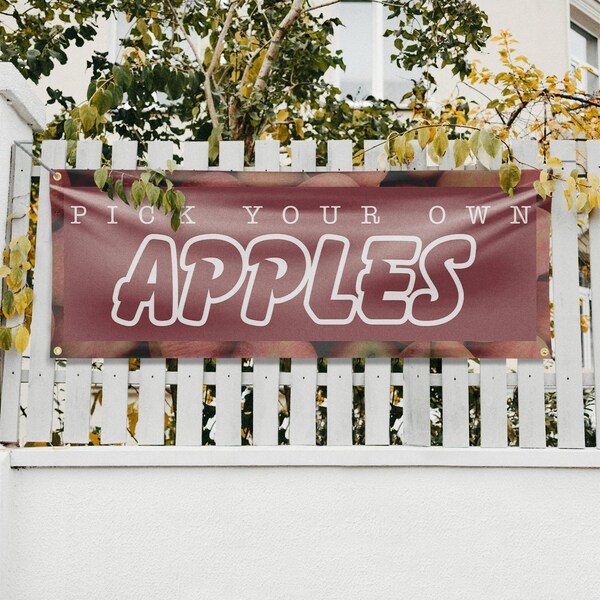 Signmission Pick Your Own Apples, 18 Inch x 48 Inch, Vinyl Banner - B-30788