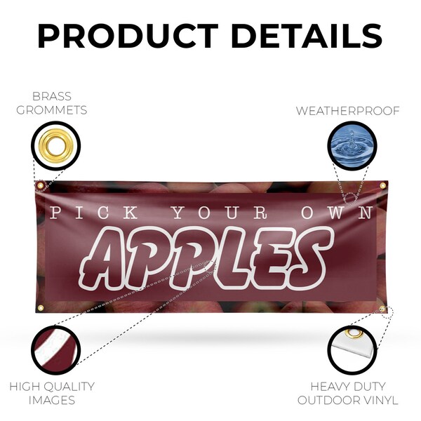 Signmission Pick Your Own Apples, 18 Inch x 48 Inch, Vinyl Banner - B-30788