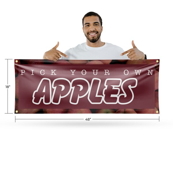 Signmission Pick Your Own Apples, 18 Inch x 48 Inch, Vinyl Banner - B-30788