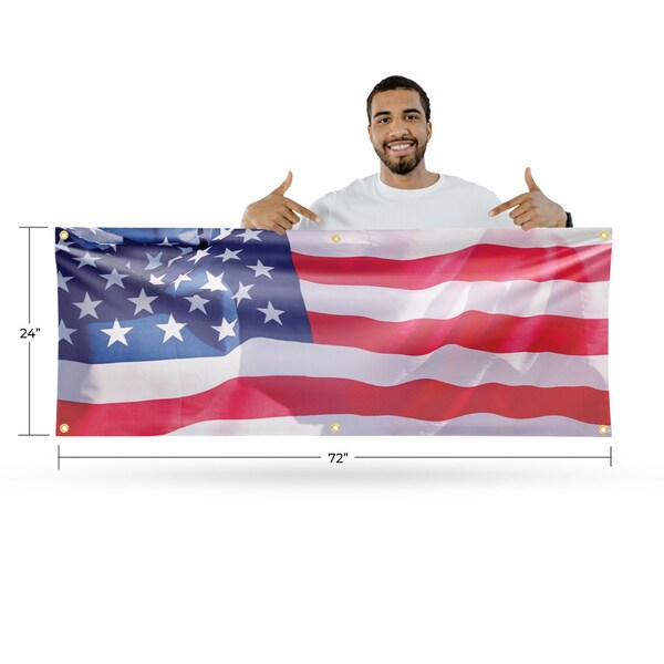 Signmission American Flag, 24 Inch x 72 Inch, Vinyl Banner - B-72-30461