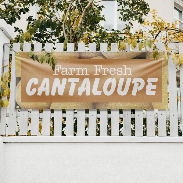Signmission Farm Fresh Cantaloupe, 18 Inch x 48 Inch, Vinyl Banner - B-30584
