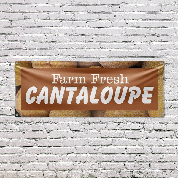 Signmission Farm Fresh Cantaloupe, 18 Inch x 48 Inch, Vinyl Banner - B-30584