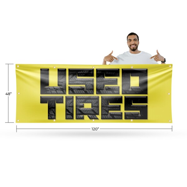 Signmission Used Tires, 48 Inch x 120 Inch, Vinyl Banner - B-120-30902
