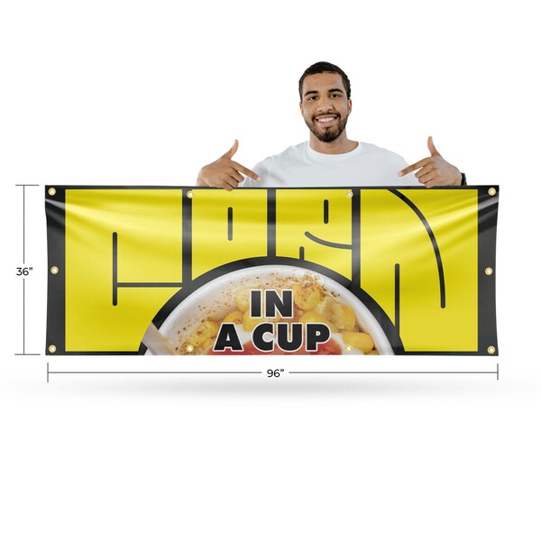 Signmission Corn In A Cup, 36 Inch x 96 Inch, Vinyl Banner - B-96-30530