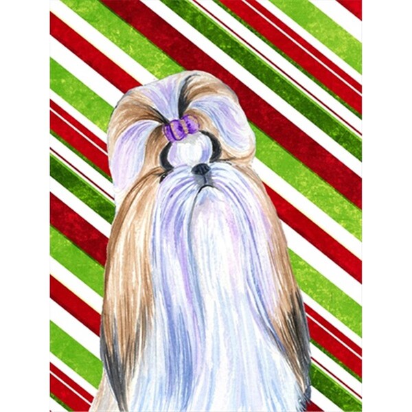 Patioplus 11 x 15 In. Shih Tzu Candy Cane Holiday Christmas Flag; Garden Size - PA246770
