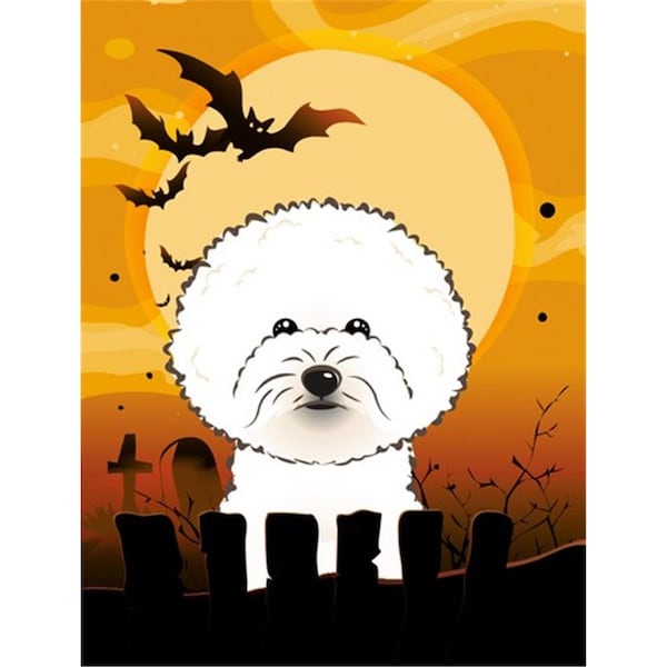 Carolines Treasures Halloween Bichon Frise Flag Canvas House Size - BB1775CHF