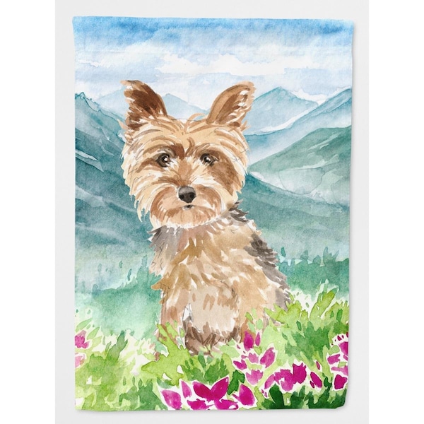 Carolines Treasures Mountian Flowers Yorkshire Terrier Yorkie Flag Canvas House Size - CK2512CHF