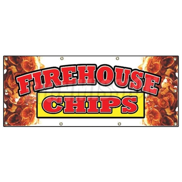 Signmission FIREHOUSE CHIPS BANNER SIGN chips restaurant snacks subs combo - B-96 FIREHOUSE CHIPS