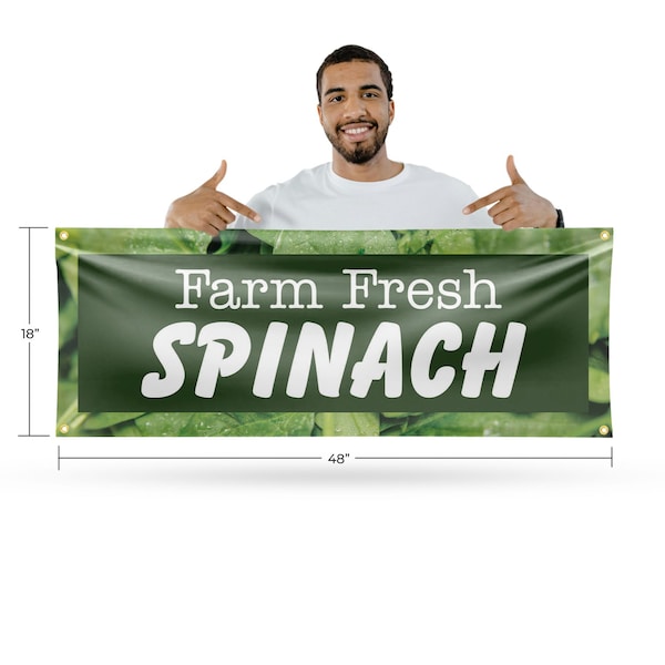 Signmission Farm Fresh Spinach, 18 Inch x 48 Inch, Vinyl Banner - B-30615