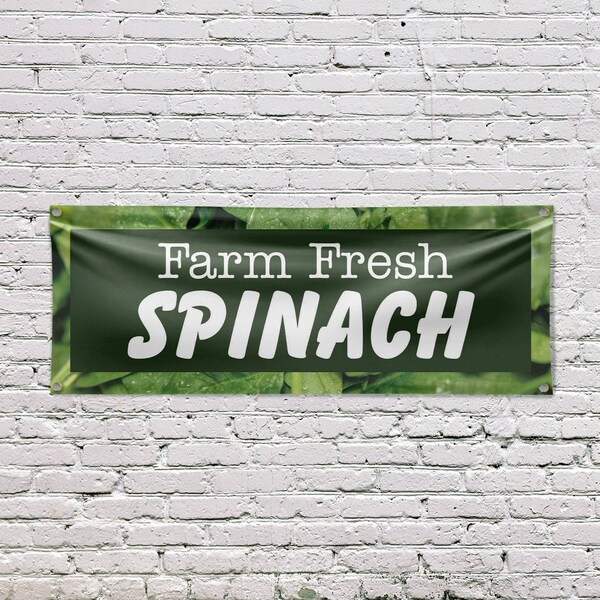 Signmission Farm Fresh Spinach, 18 Inch x 48 Inch, Vinyl Banner - B-30615