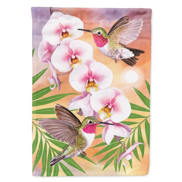 Patioplus 28 x 0.01 x 40 in. Annas Hummingbirds Phalaenopsis Canvas House Flag - PA2553534