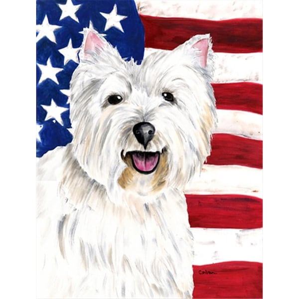 Patioplus 11 x 15 in. Usa American Flag With Westie Flag Garden Size - PA759095