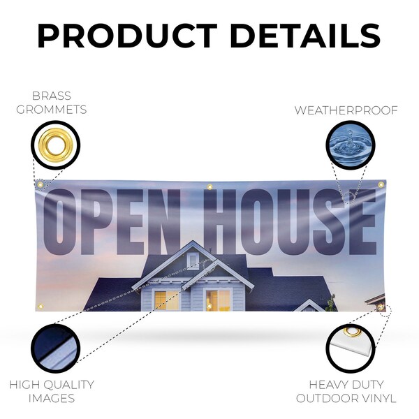 Signmission Open House, 24 Inch x 72 Inch, Vinyl Banner - B-72-30771