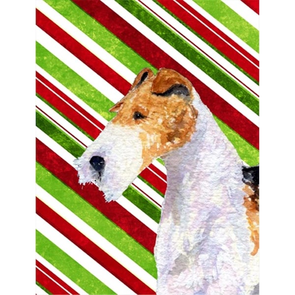 Patioplus 11 x 15 In. Fox Terrier Candy Cane Holiday Christmas Flag; Garden Size - PA245686