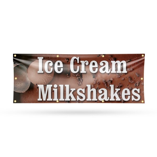 Signmission Ice Cream Milkshakes, 36 Inch x 96 Inch, Vinyl Banner - B-96-30703