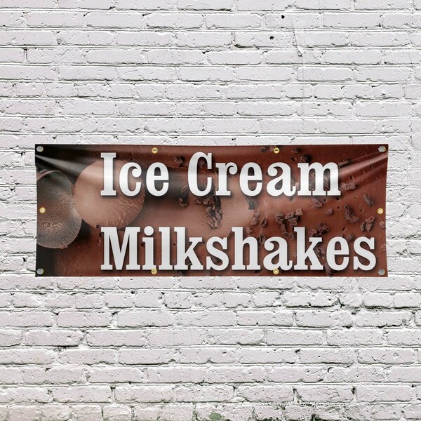 Signmission Ice Cream Milkshakes, 36 Inch x 96 Inch, Vinyl Banner - B-96-30703