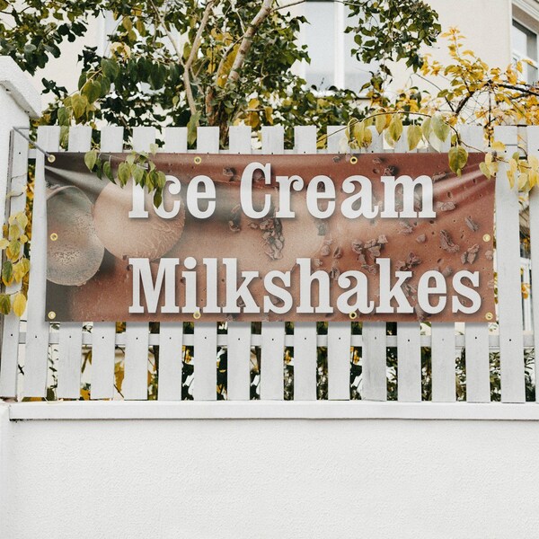 Signmission Ice Cream Milkshakes, 36 Inch x 96 Inch, Vinyl Banner - B-96-30703