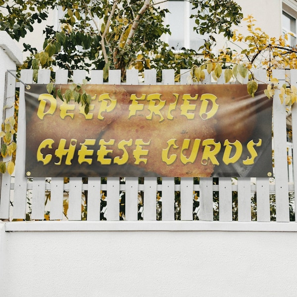 Signmission Deep Fried Cheese Curds, 18 Inch x 48 Inch, Vinyl Banner - B-30536