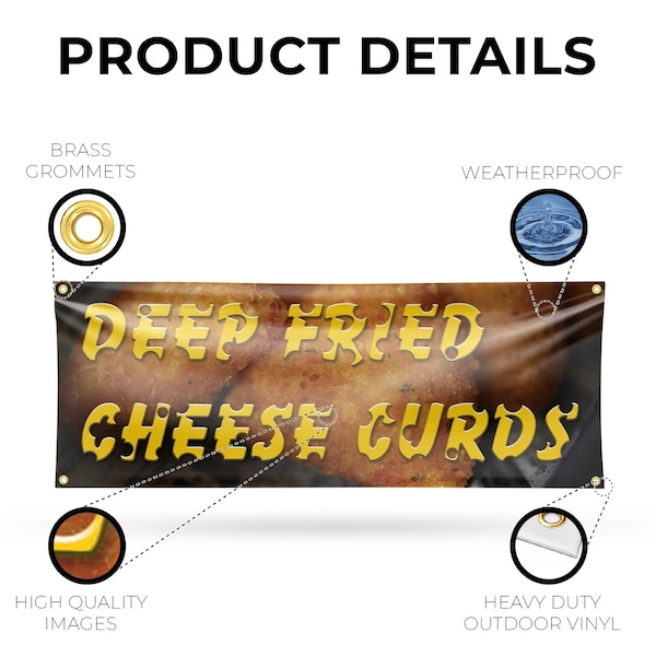 Signmission Deep Fried Cheese Curds, 18 Inch x 48 Inch, Vinyl Banner - B-30536