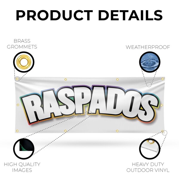 Signmission Raspados, 36 Inch x 96 Inch, Vinyl Banner - B-96-30829