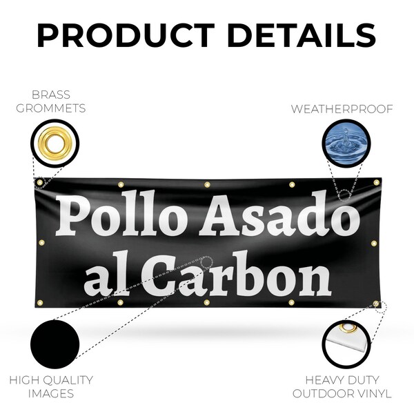 Signmission Pollo Assado al Carbon, 48 Inch x 120 Inch, Vinyl Banner - B-120-30811