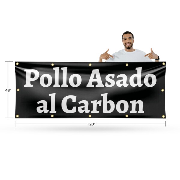 Signmission Pollo Assado al Carbon, 48 Inch x 120 Inch, Vinyl Banner - B-120-30811