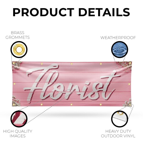 Signmission Florist, 48 Inch x 120 Inch, Vinyl Banner - B-120-30637